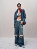 Carnivorous Rose Denim Blazer