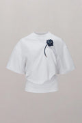 Suspended Rose Asymmetrical T-Shirt